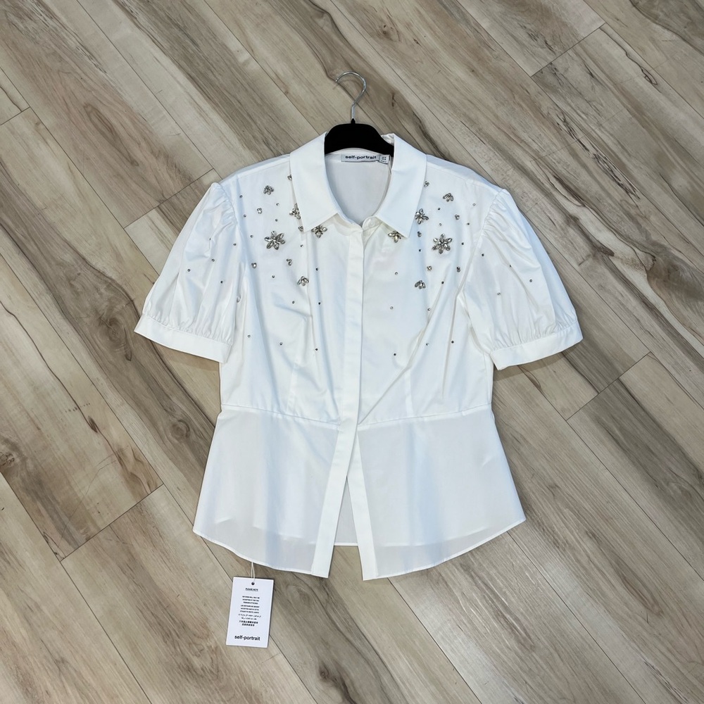 Self-Portrait White Embellished Blouse